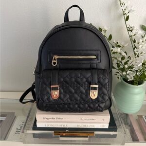 Heart Quilted Black Backpack